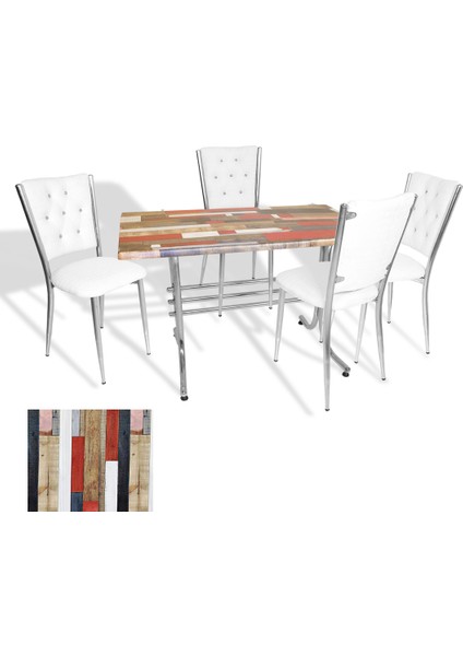 Japon Werzalit - Kapitoneli Mutfak Masa Takımı - (Redwood - Beyaz)