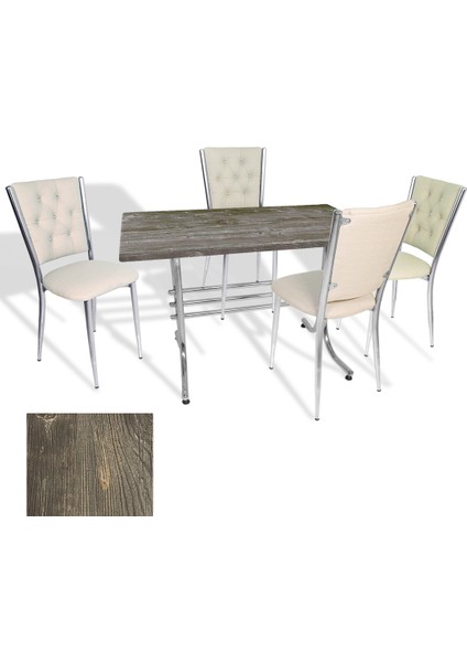 Japon Werzalit - Kapitoneli Mutfak Masa Takımı - (Old Pine - Krem)