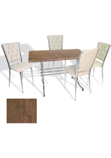 Japon Werzalit - Kapitoneli Mutfak Masa Takımı - (Rustic Dark - Krem)