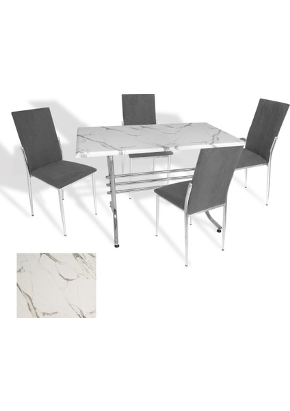 Japon Werzalit - Gözde Mutfak Masa Takımı - (Afyon Mermer - Taytüyü Siyah)