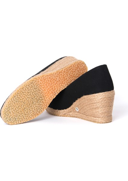 Siyah Keten Espadril Dolgu Topuk fırsatları
