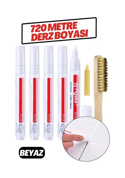 6 Set Derz Arası 720 Metre Boyama Rötüş Kalemi Beyaz 718601