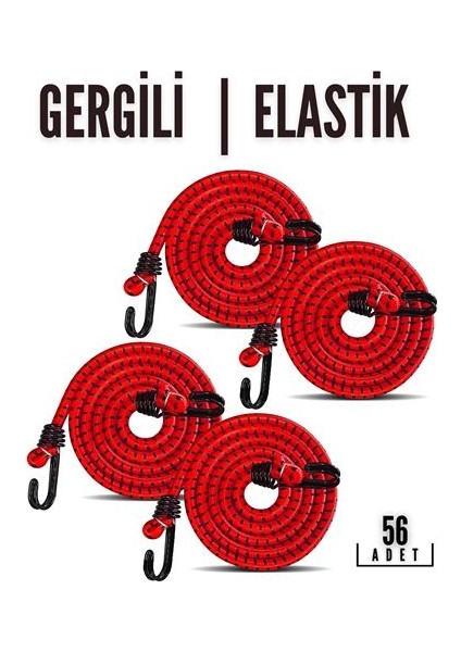 48+8 Adet Gergili Bagaj Lastiği 2 Kancalı 429053