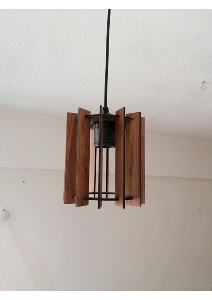 Rustik Salon Mutfak Balkon Ahşap Avize