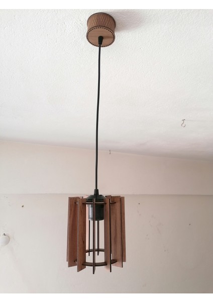 Rustik Salon Mutfak Balkon Ahşap Avize