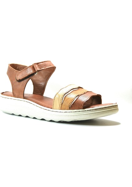 221 Hakiki Deri Siyah & Taba Anatomik Kadın Sandalet fiyatları