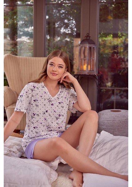 Kadın Çiçek Desenli Pijama Takımı
