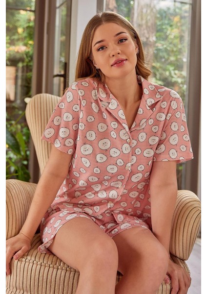Kadın Düğmeli Kısa Kollu Pijama Takımı fiyatları