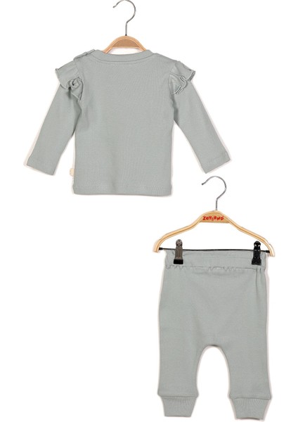 Gots Sertifikalı Organik Pamuk Fırfırlı Sweatshirt ve Pantolon Takım (0-4yaş) fırsatları