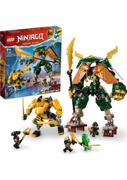 Ninjago Lloyd ve Arin'in Ninja Ekibi Robotları 71794 - 9 Yaş ve Üzeri İçin Çocuklar İçin 2 Savaş Mekanizması İçeren Yaratıcı Oyuncak Yapım Seti (764 Parça)