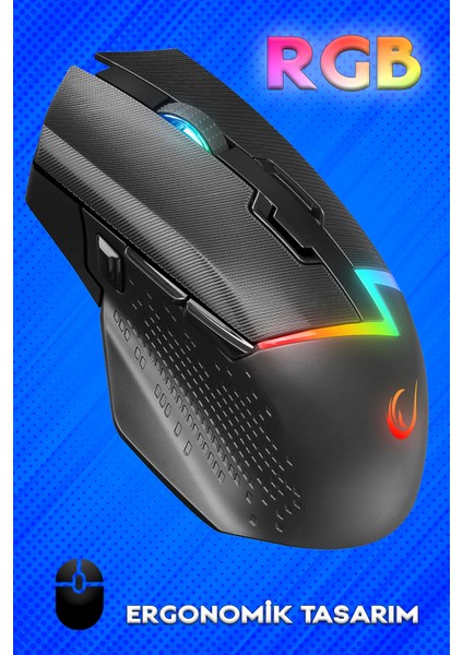 Drop M3 Rgb Şarjlı Kablosuz / Kablolu / Wireless 10000DPI 10D Profesyonel Gaming Oyuncu Mouse