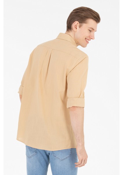 Erkek Camel Desenli Gömlek 50269859-VR015 indirimleri