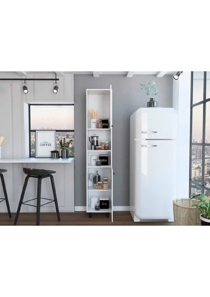 Çok Amaçlı Dolap, Mutfak Dolabı, Kiler Erzak Dolabı, Beyaz Mdf, MDLP35