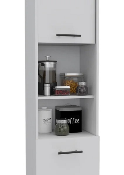 Çok Amaçlı Dolap, Mutfak Dolabı, Kiler Erzak Dolabı, Beyaz Mdf, MDLP35