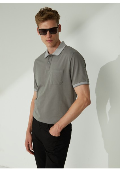 Polo Yaka Gri Erkek T-Shirt 4A9000000004