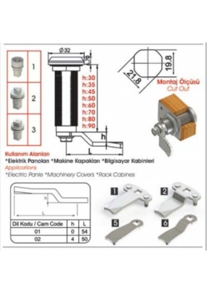 Sermak Yaylı Pano Kilidi 60 mm Gri