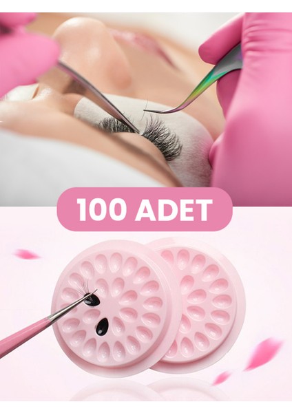İpek Kirpik Tutkal Tutucu, Kirpik Tasarım Tutkal Tutucu Stant 100'lü Set