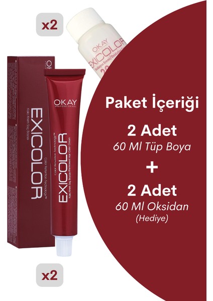 Saç Boyası Tüp 60 ml 7.43 Bakır Dore 2 Adet (Oksidan 4'lü Set)