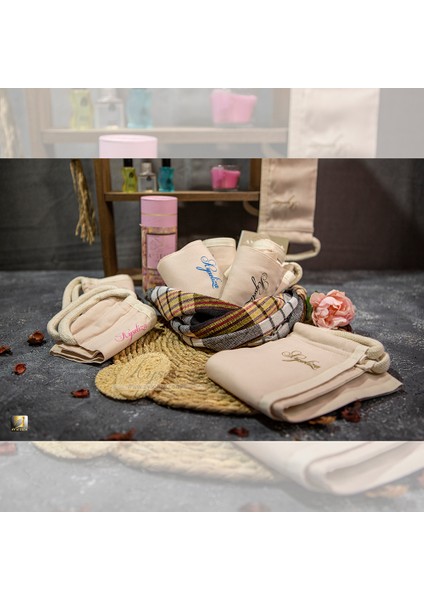 Ayselıza Bej Tırtıklı Ipek Eksfoliye Edici Sırt Bandı Askı Tutamaçlı Türkiye'de Üretilmiştir Ölü Deriyi Çıkarır Aknee ve Sivilceeleri Yok Ederr