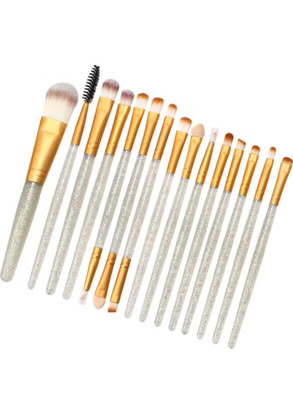 15 Yüzey Makyaj Fırçaları Set Yüz Pudrası Blusher Temel Kozmetik Aracı Gümüş (Yurt Dışından)