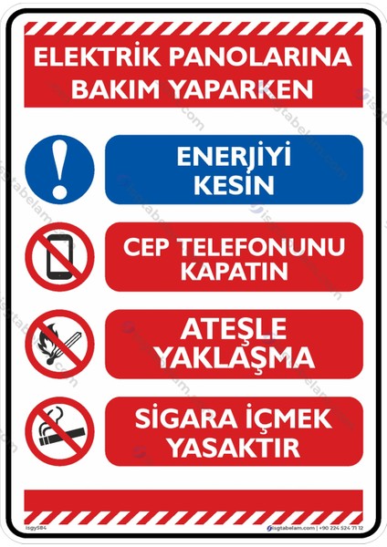 Elektrik Panolarına Bakım Yaparken Dikkat Edilmesi Gereken Noktalar/25x35cm/fosforlu kompozit fiyatları