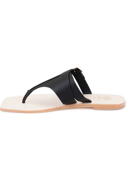 Delray Siyah Kadın Parmak Arası Deri Terlik modelleri