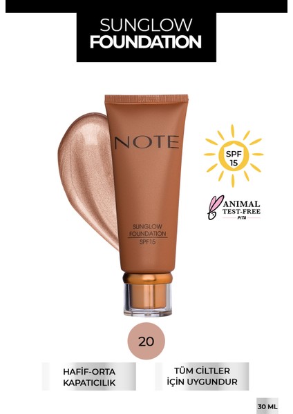 Sunglow Işıltılı SPF 15 Bronzlaştırıcı Fondöten 20