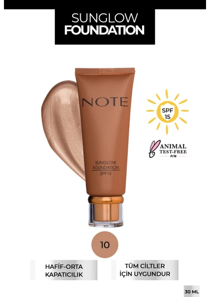 Sunglow Işıltılı SPF 15 Bronzlaştırıcı Fondöten 10