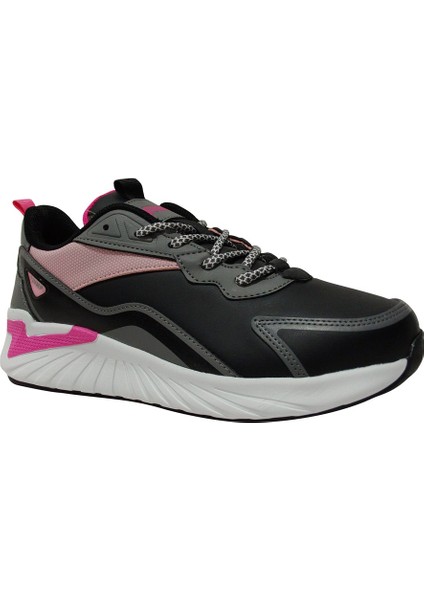 Siyah Pembe Fuşya Sneakers Bağcıklı Spor Ayakkabı