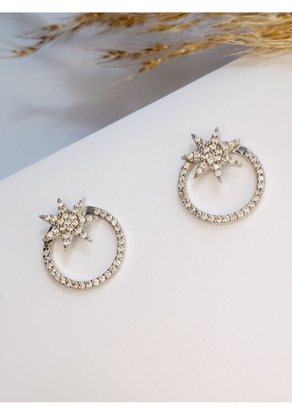 Gümüş Kalp Kutulu Şimal Yıldızı Tasarım Kadın Küpe Yılbaşı Yeni Yıl Hediye fiyatları