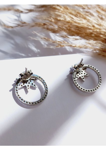 Gümüş Kalp Kutulu Şimal Yıldızı Tasarım Kadın Küpe Yılbaşı Yeni Yıl Hediye indirimleri