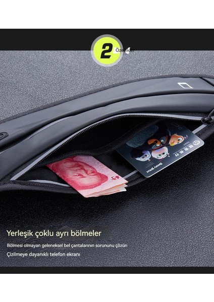 Koşu Cep Telefonu Çantası Erkekler ve Kadınlar Için Açık Hava Ekipmanları Su Geçirmez Görünmez Cep Kemeri (Yurt Dışından)