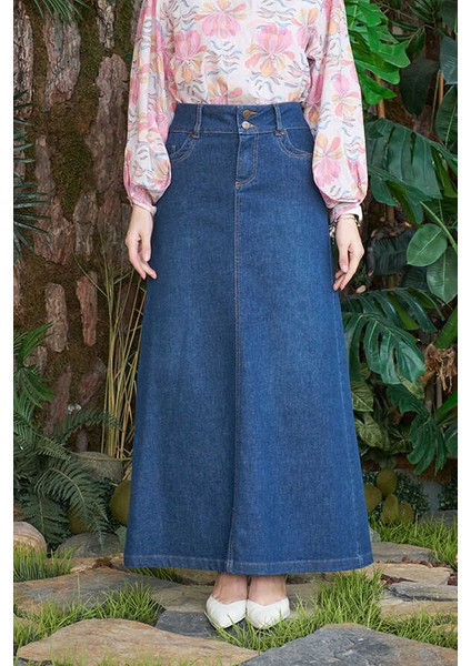 2058-DENIM Etek Koyu Mavi modelleri