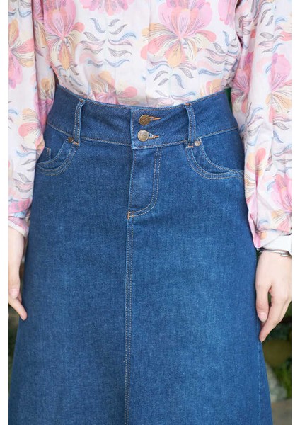 2058-DENIM Etek Koyu Mavi fırsatları