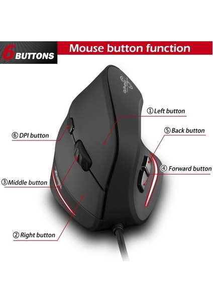 Buyfun Zelotes T-20 Şarj Edilebilir Kablolu Ergonomik Dikey Fare () (Yurt Dışından) fırsatları
