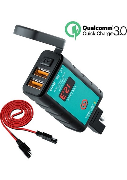 Chembo Motosiklet Çift Qc3.0 Şarj Cihazı Sae Fişi 1m Bağlantı Kablosu Iki Sae Uçlu USB Cep Telefonu Şarj Cihazı Voltmetre Su Geçirmez () (Yurt Dışından) fiyatları