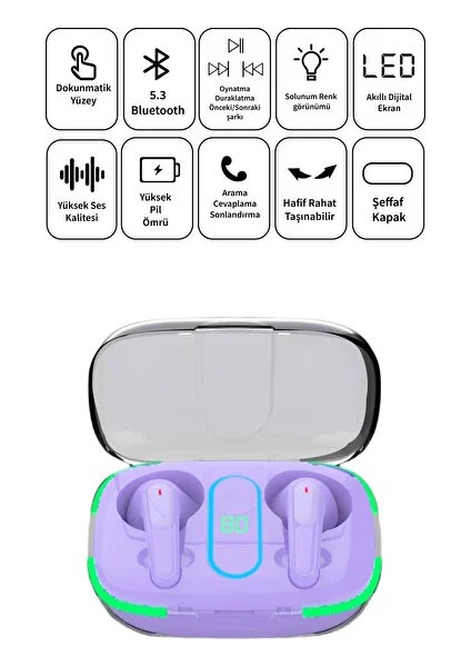Deilmi Universal Kablosuz Şarj Uyumlu Anc Güç Gösterge Powerbank Kutu V5.3 Db-12 Kablosuz Bluetooth Kulaklık (Yurt Dışından)