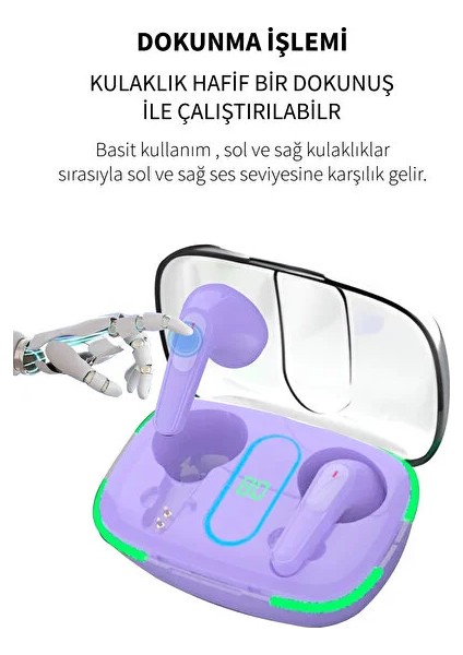 Deilmi Universal Kablosuz Şarj Uyumlu Anc Güç Gösterge Powerbank Kutu V5.3 Db-12 Kablosuz Bluetooth Kulaklık (Yurt Dışından)