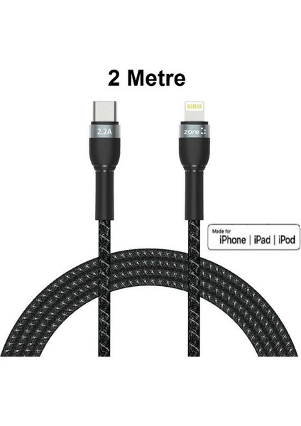 Space-M Ios Usb-C To Lightning Şarj Kablosu (2 Metre) Hasır Kablo Yeni Nesil Usb-C Lightning Hızlı Şarj Kablosu (Yurt Dışından)