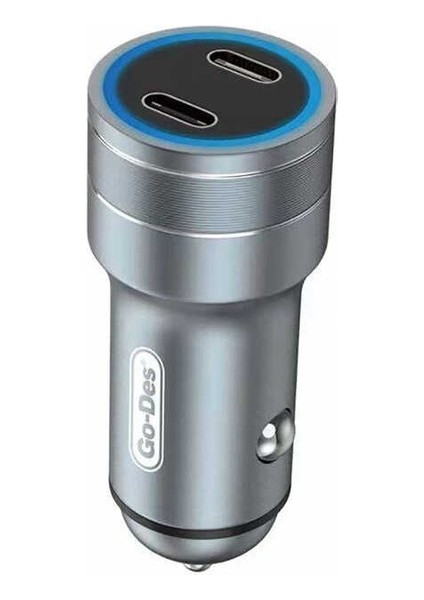 Go-Des GD-QC2019 Çift Pd Çıkışlı Metal Araç Şarj Başlığı LED Işıklı 40W (Yurt Dışından)