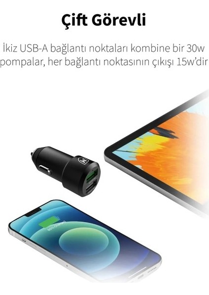 Micropack Alüminyum Kasa 30W Portatif 1x Usb-A Qc3.0 1x Usb-A Smart Çıkış MCC-254 Hızlı Şarj Araç Şarj Cihazı (Yurt Dışından) fiyatları