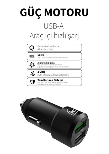 Micropack Alüminyum Kasa 30W Portatif 1x Usb-A Qc3.0 1x Usb-A Smart Çıkış MCC-254 Hızlı Şarj Araç Şarj Cihazı (Yurt Dışından) modelleri