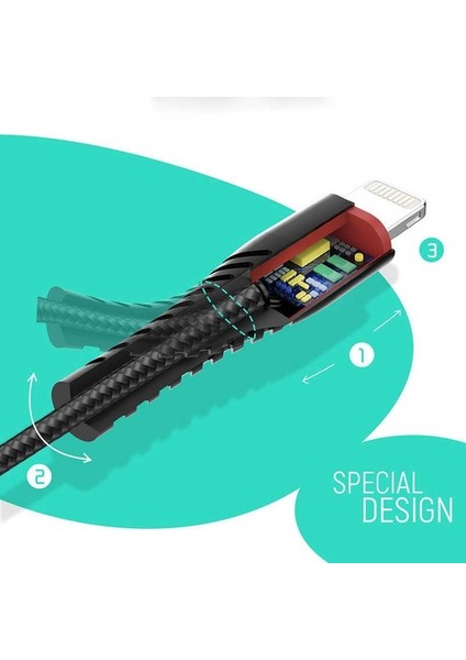 Xipin LX18 Micro USB Kablo 2.4A Şarj Kablosu 120 cm Kumaş Örgülü (Yurt Dışından)