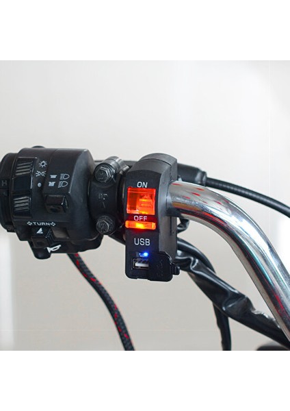 Chembo Motosiklet Far Şeffaf Anahtarı 12V Gösterge Işığı ile Tek USB Şarj Aleti Gidon Sabit Anahtarı () (Yurt Dışından) indirimleri