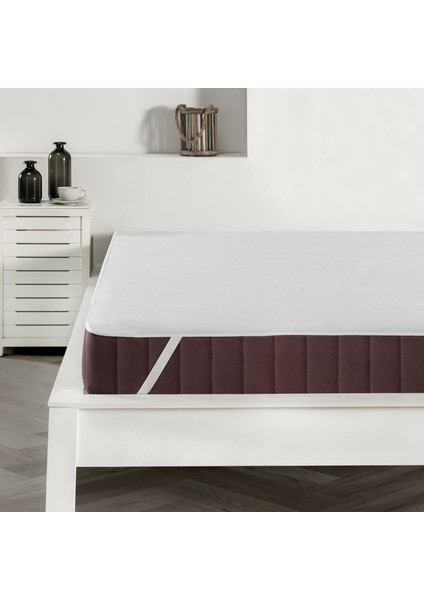 Herakleıa Home micro 4 Köşe Lastikli Sıvı Geçirmez Beyaz Yatak Koruyucu Alez