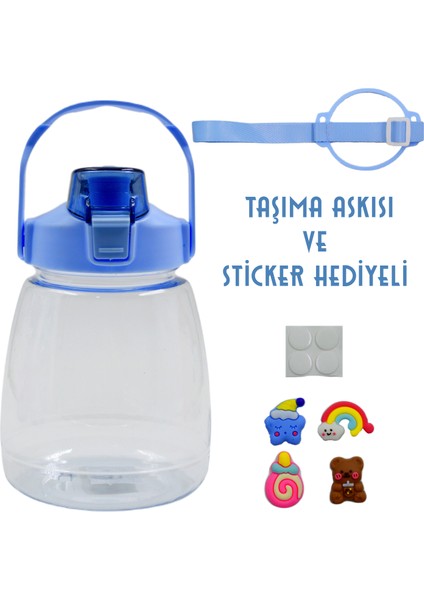 Bottle Boss Taşıma Askılı Pipetli Şeffaf Matara 1200 ml