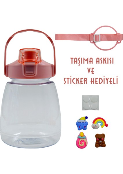 Taşıma Askılı Pipetli Şeffaf Matara 1200 ml
