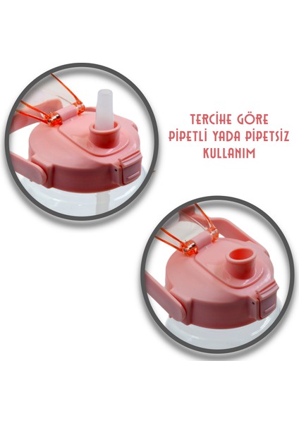 Taşıma Askılı Pipetli Şeffaf Matara 1200 ml
