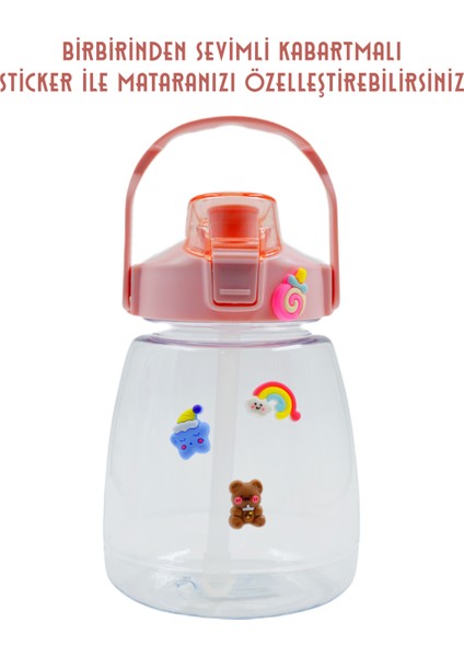 Taşıma Askılı Pipetli Şeffaf Matara 1200 ml