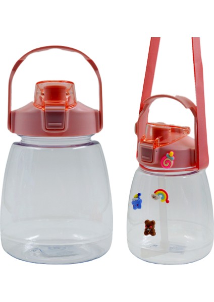 Taşıma Askılı Pipetli Şeffaf Matara 1200 ml